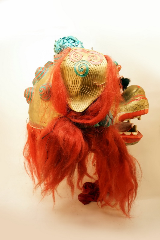 cabeza leon chino papel mache-bambu mov.parpados-boca 90-50x65x60 _85eu._ 1u